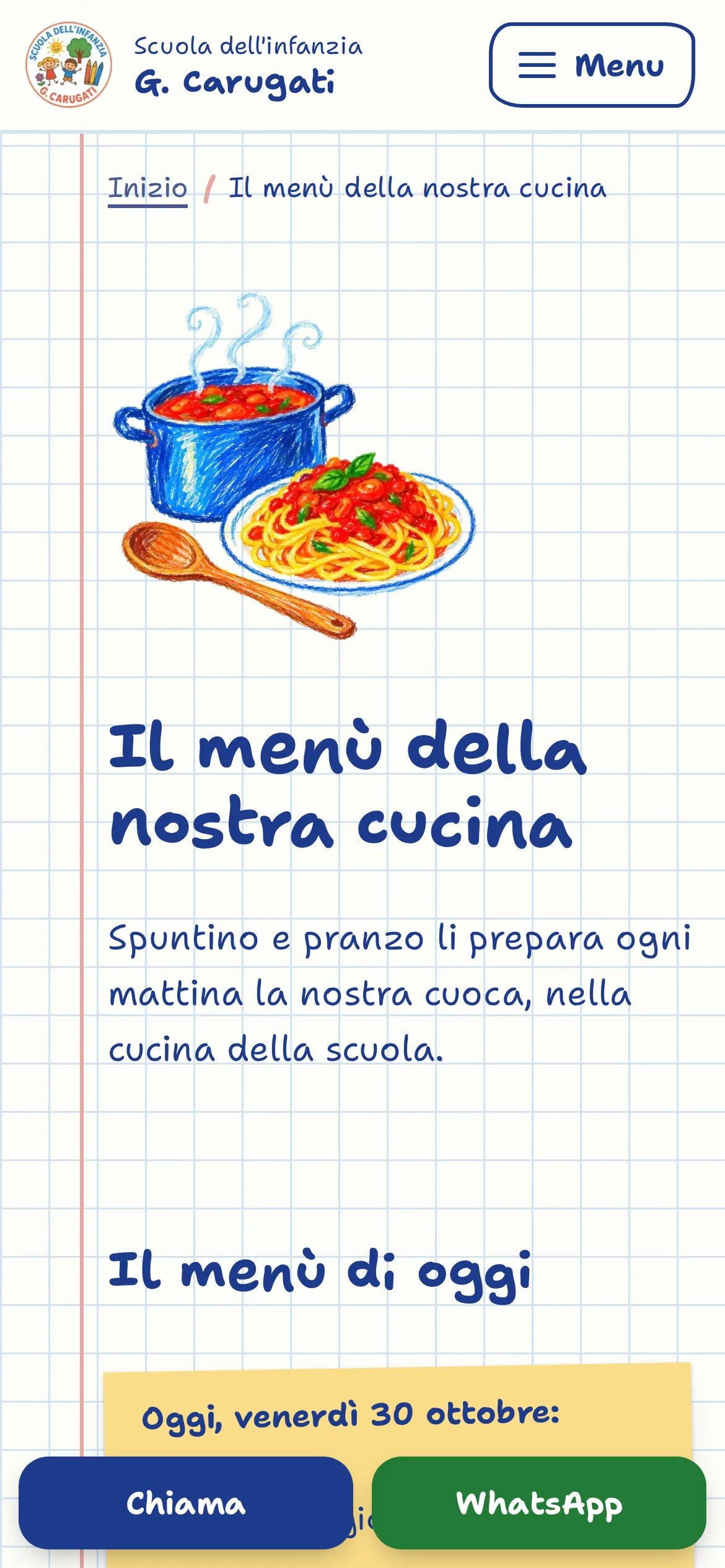 The menu on a phone