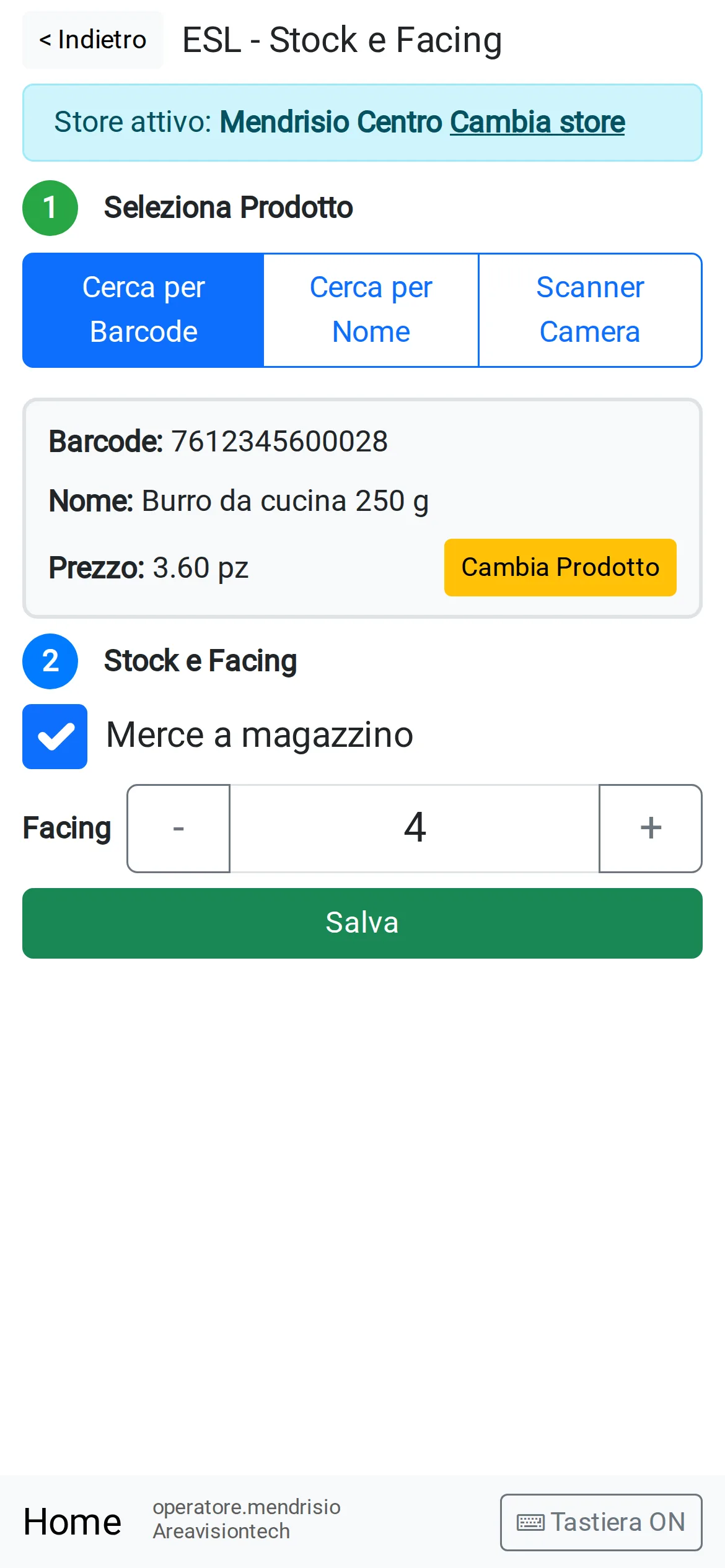 App: stock and facing of a product