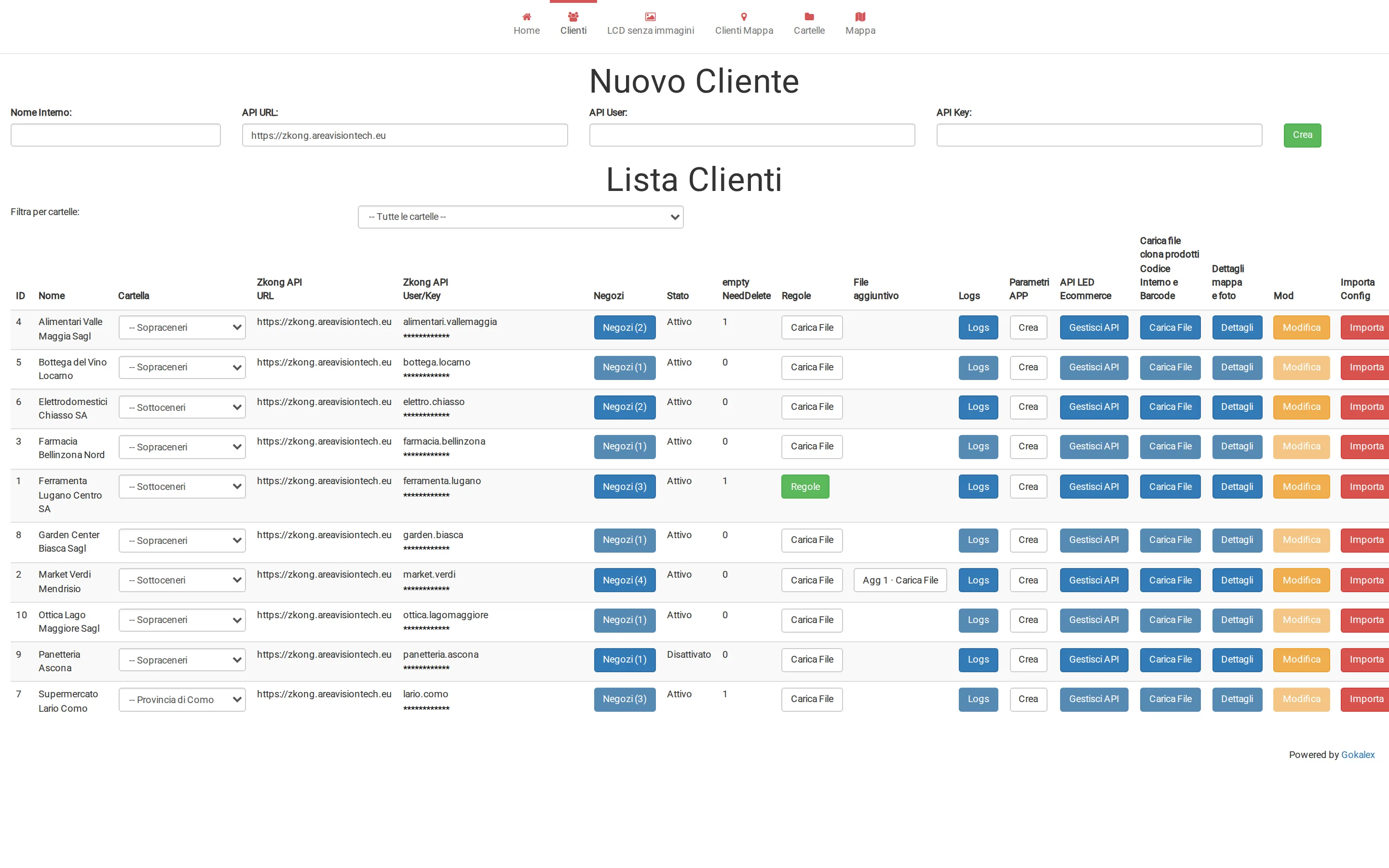 Back office: clients and shops linked to the label cloud